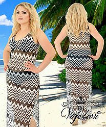 Подовжена пляжна накидка-сукня із сітки макраме із розрізами по боках, батал великі розміри