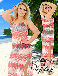 Подовжена пляжна накидка-сукня із сітки макраме із розрізами по боках, батал великі розміри