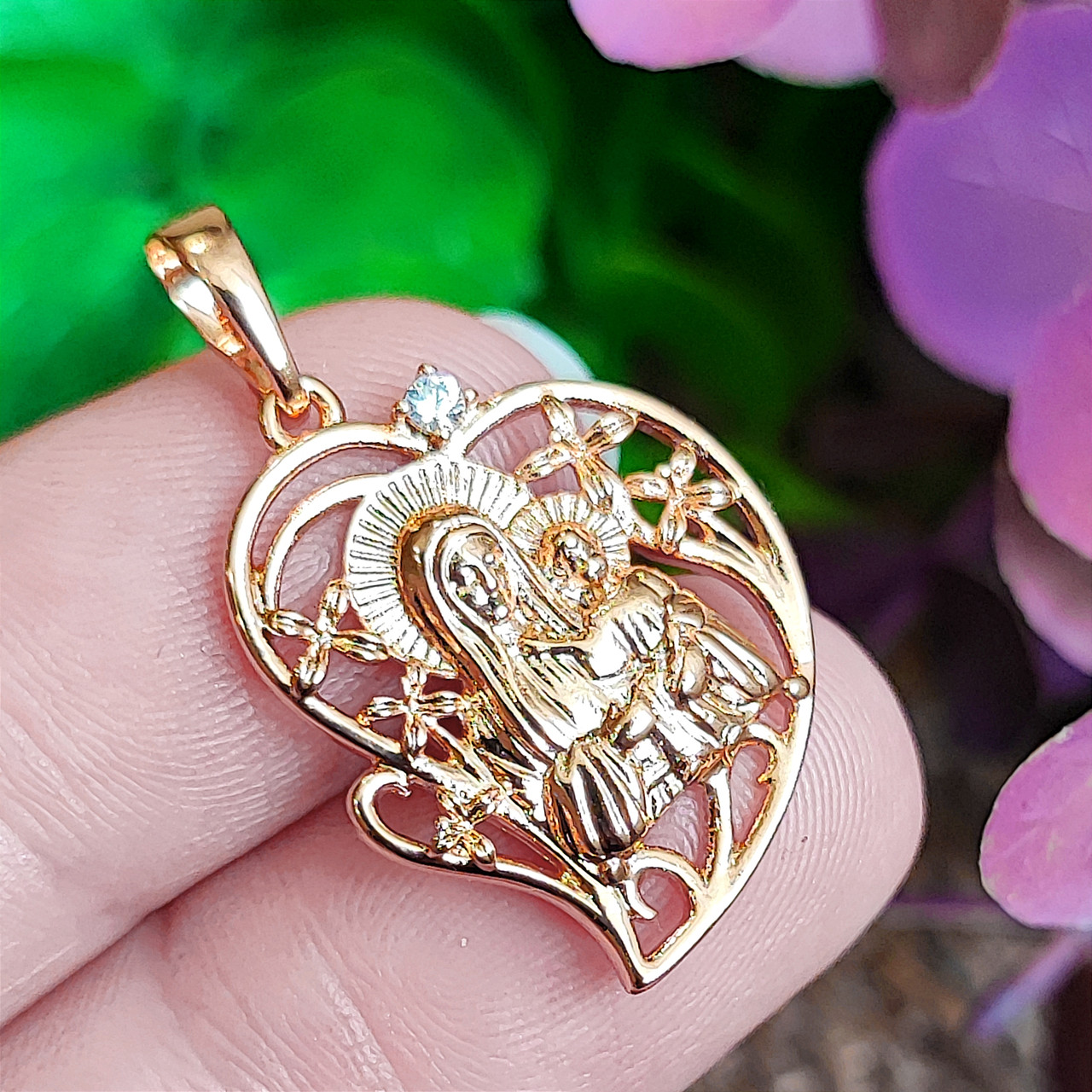 Іконка Xuping Jewelry Божа матір з немовлям довжина 3см ширина 1.8см медичне золото л341