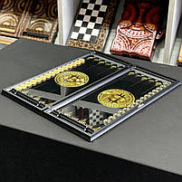 Нарди скляні в алюмінієвому корпусі Чорний Долар 61×27×5см на подарунко, фото 5