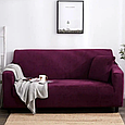 Чохол на кутовий диван 3-х+2-місний homytex, велюровий чохол на диван кутовий набір 3.2 Фіолетовий, фото 7