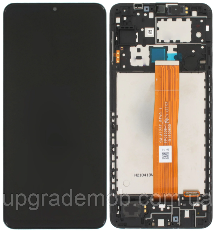 Дисплей модуль тачскрин Samsung A127 Galaxy A12 2021 / A125 / M127 чорний оригінал сервісне паковання з рамкою SM-A127F, фото 1