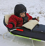 Зимовий коричневий конверт-чохол на хутрі у коляску та санки (3 в 1), фото 3