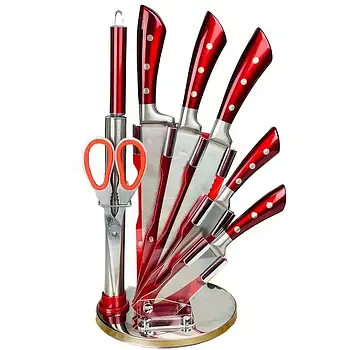 Набір з 5 кухонних ножів з нержавіючої сталі з точилом та підставкою XCP-97 Набір ножів для кухні