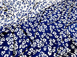 Тканина супер софт, білі квіточки на синьому фоні. №2233, фото 2