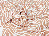 Тканина супер софт принт зебра на бежевом фоні. №2234, фото 2