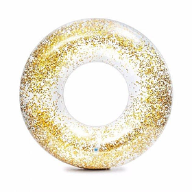 Надувне коло для плавання INTEX 56274 прозрачний із золотими блискітками діаметр 107 см