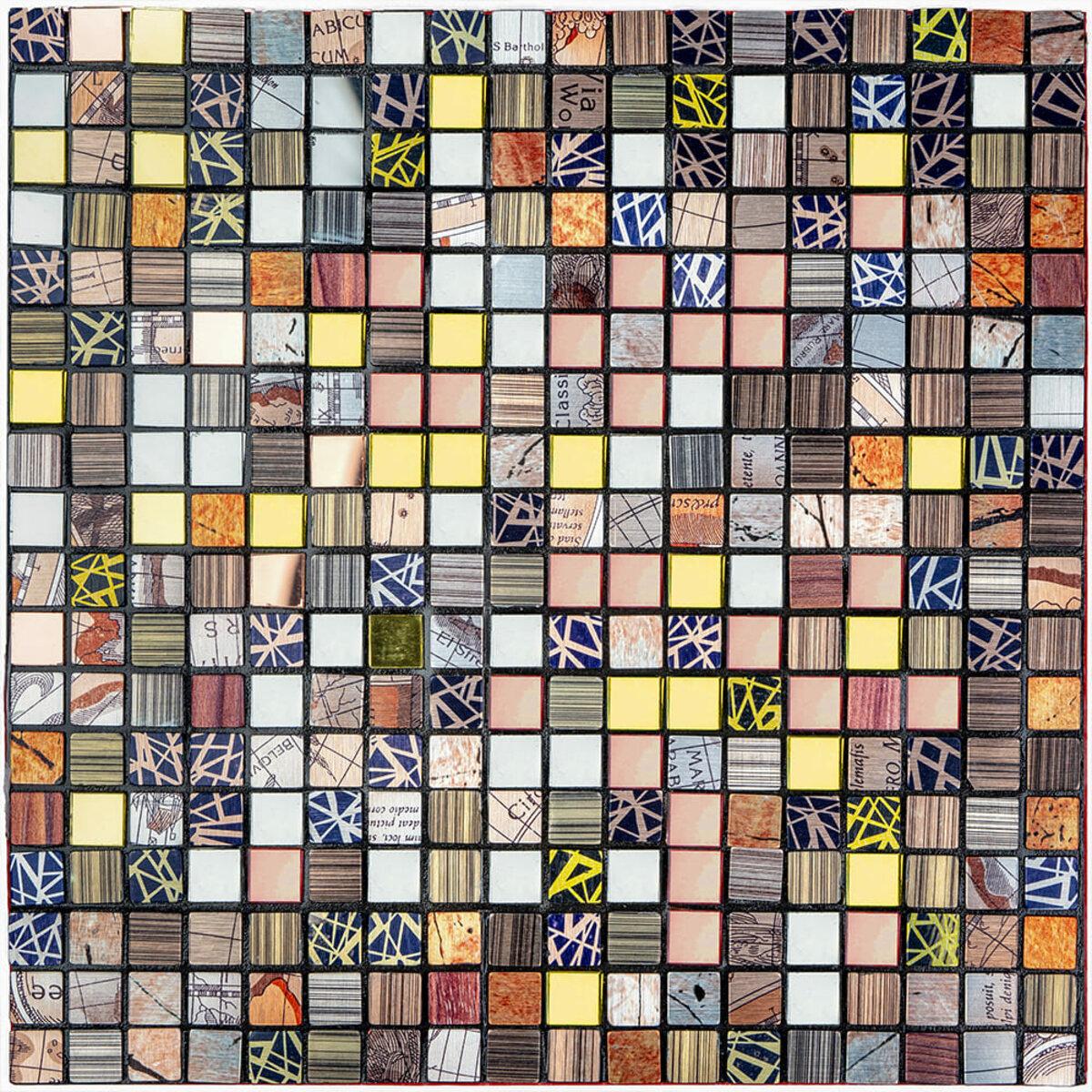 Алюмінієва плитка 300х300х3мм Мозаїка Мікс самоклеюча 3Д квадратики кубики під метал ПВХ основа