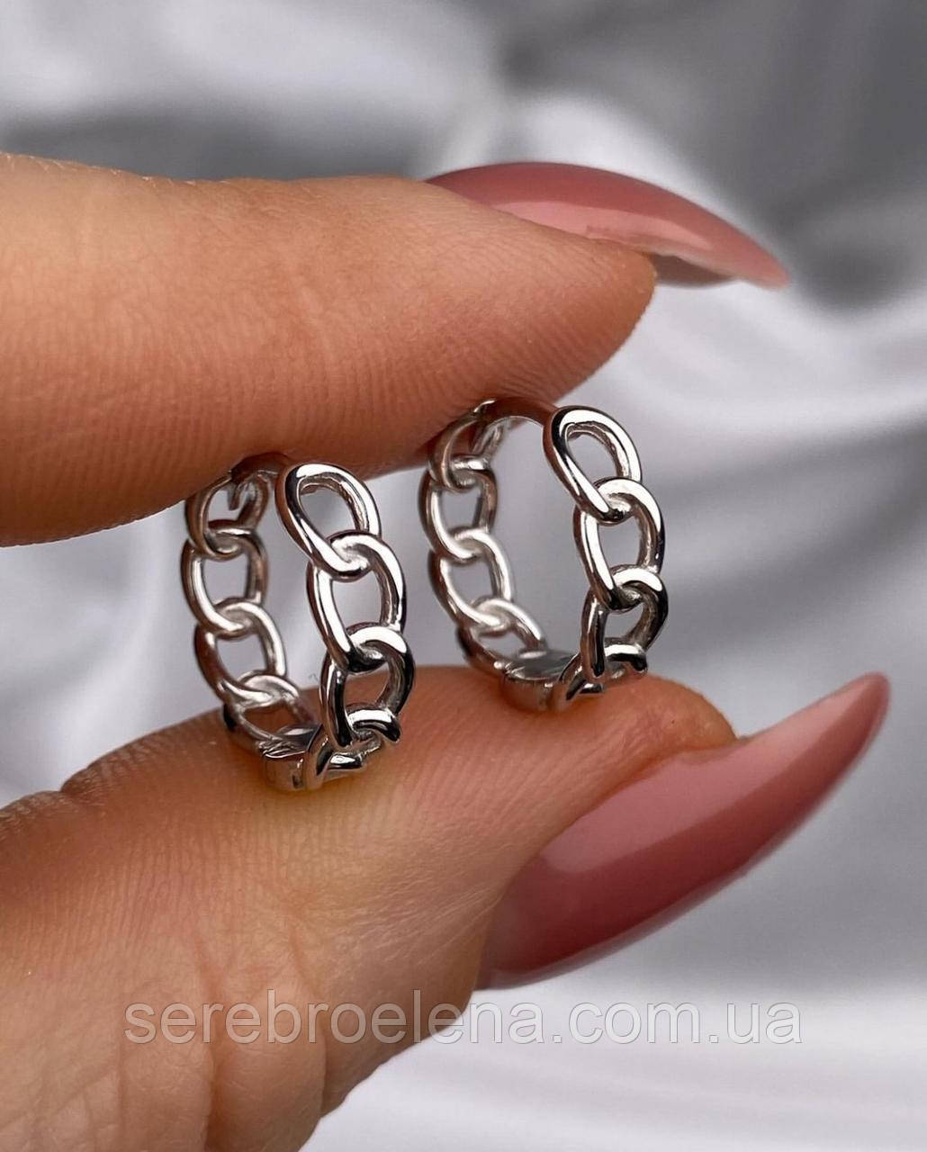 Срібні сережки Кільця, родій 1338.10р, фото 1