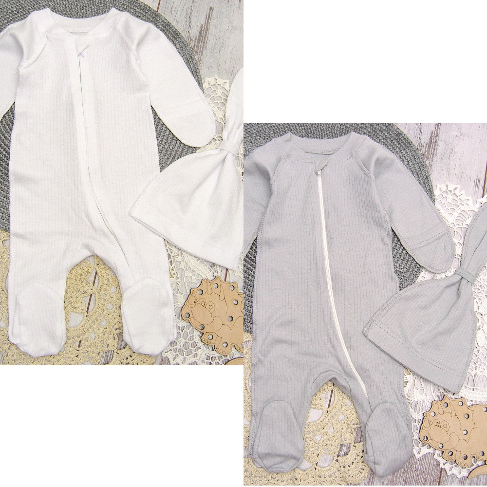 ОПТОМ від 2 шт 56 0-1 міс комплект на виписку чоловічок з шапочкою для новонароджених 7018В, фото 1