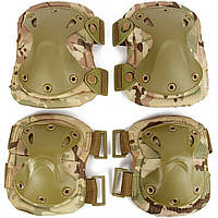 Комплект наколінники і налокотники тактичні (захищені) Eagle KN-04 Мультикам
