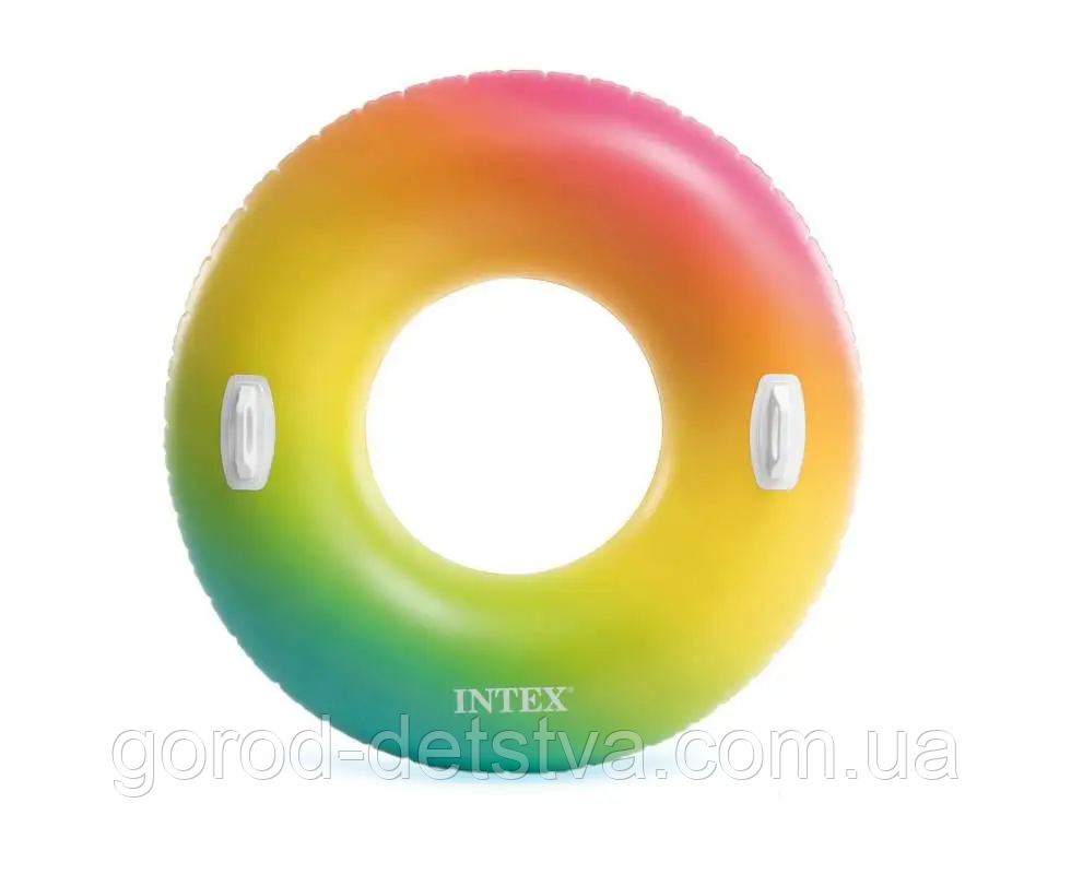 Надувне коло надувне з ручками Intex Кольорова крапля 119 см 58202