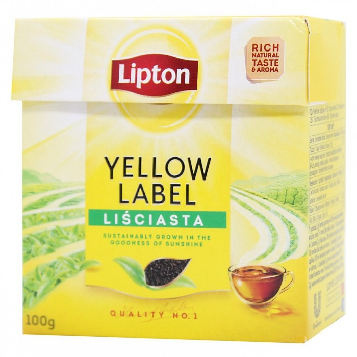 Чай чорний листовий Lipton Yellow Label 100 грам