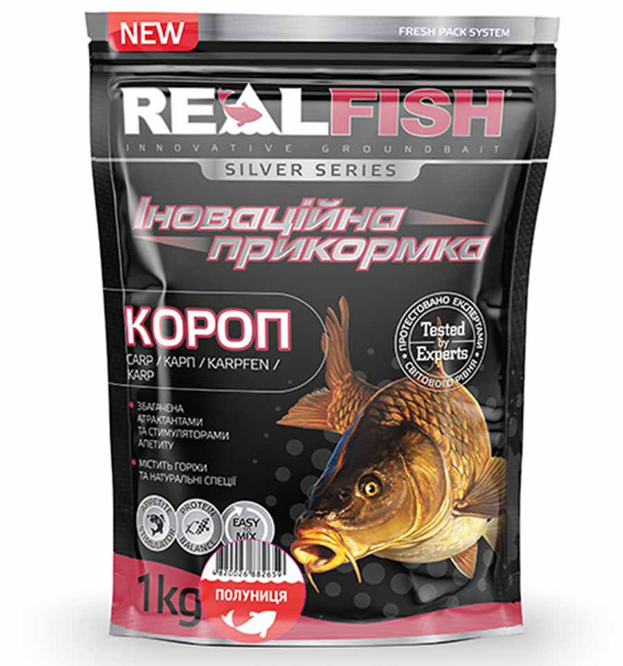 Прикормка RealFish "Короп Полуниця" 1kg