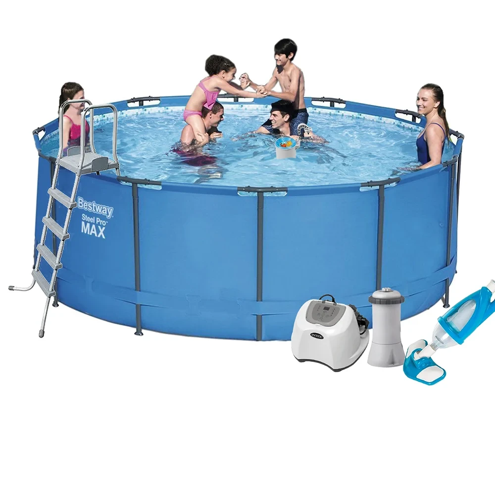Каркасний басейн Bestway 15427 - 7, 366 х 133 см (4 г/год, 3785 л/год, сходи, тент, підстилка, набір для