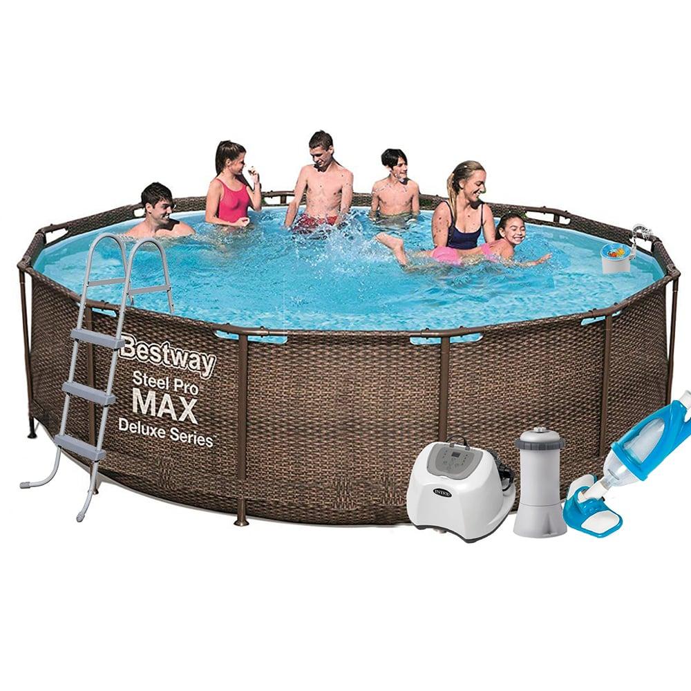 Каркасний басейн Bestway 56709 - 6, 366 x 100 cм (4 г/год, 3785 л/год, тент, підстилка, сходи, набір для