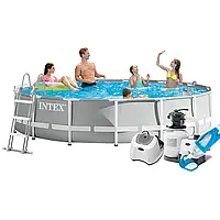 Каркасний басейн Intex 26724 - 7, 457 х 107 см (5 г/год, 6 000 л/год, сходи, тент, підстилка, набір для