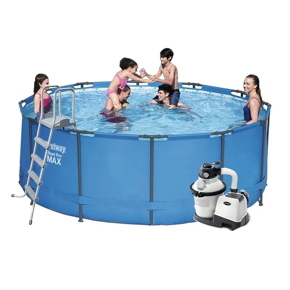 Каркасний басейн Bestway 15427 - 6, 366 х 133 см (6 000 л/год, сходи, тент, підстилка)