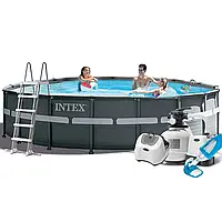 Каркасний басейн Intex 26334 - 12, 610 х 122 см (150мл/11г/год, 12000 л/год, сходи, тент, підстилка, набір для