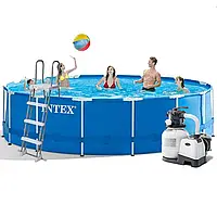 Каркасний басейн Intex 28242 - 6, 457 x 122 см (6 000 л/год, сходи, тент, підстилка)