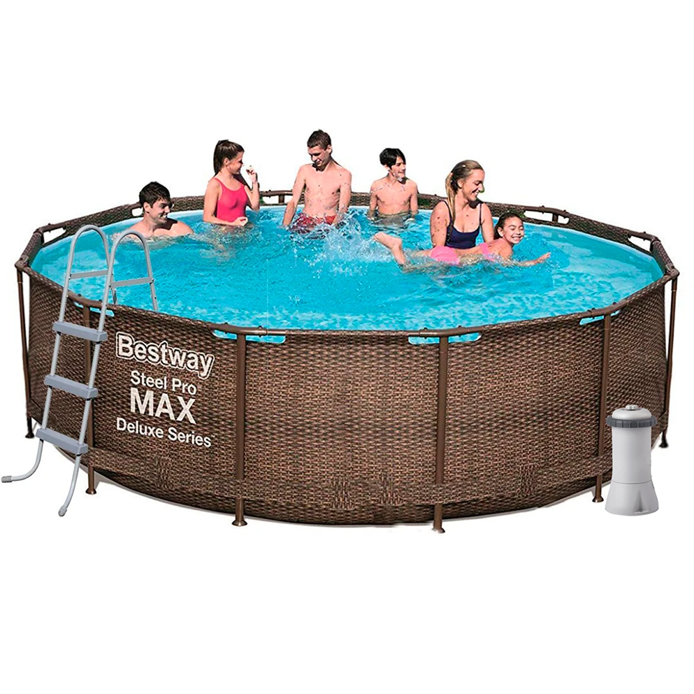 Каркасний басейн Bestway 56709 - 5, 366 x 100 cм (3 785 л/год, сходи, тент, підстилка)