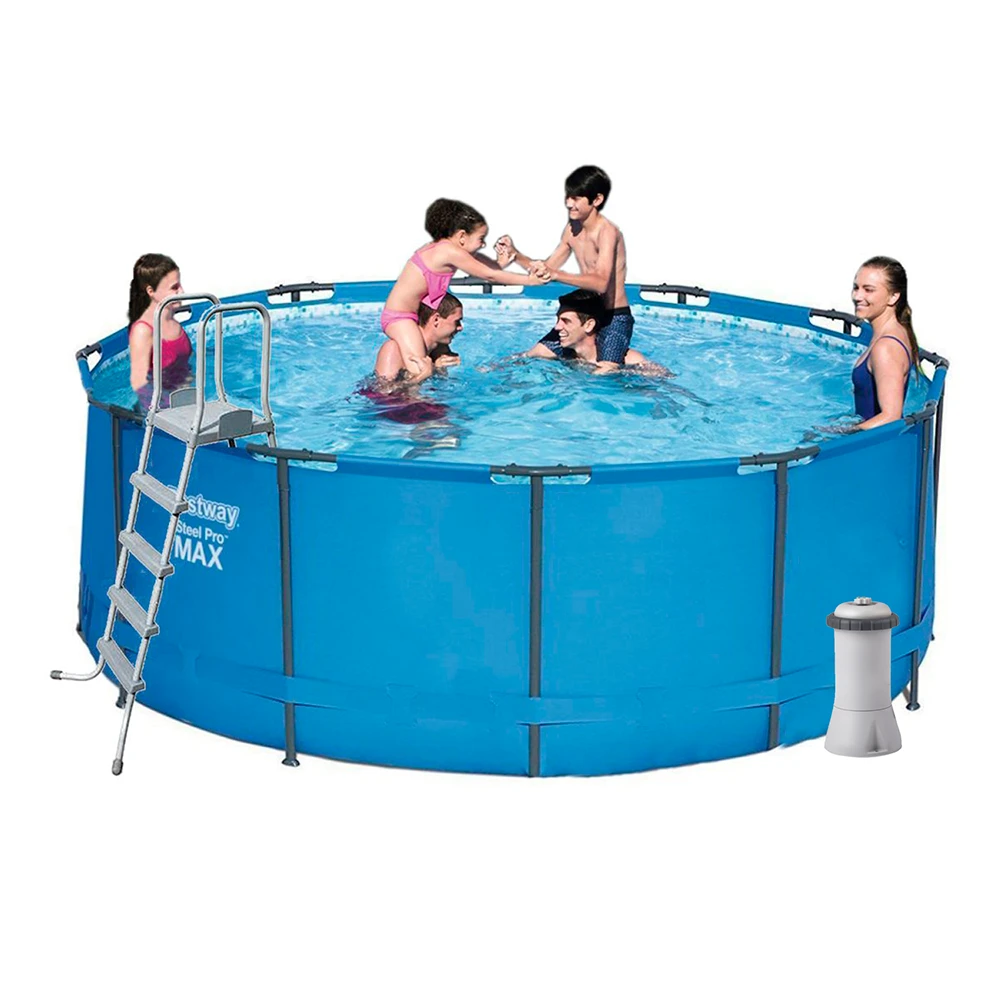 Каркасний басейн Bestway 15427 - 5, 366 х 133 см (3 785 л/год, сходи, тент, підстилка)