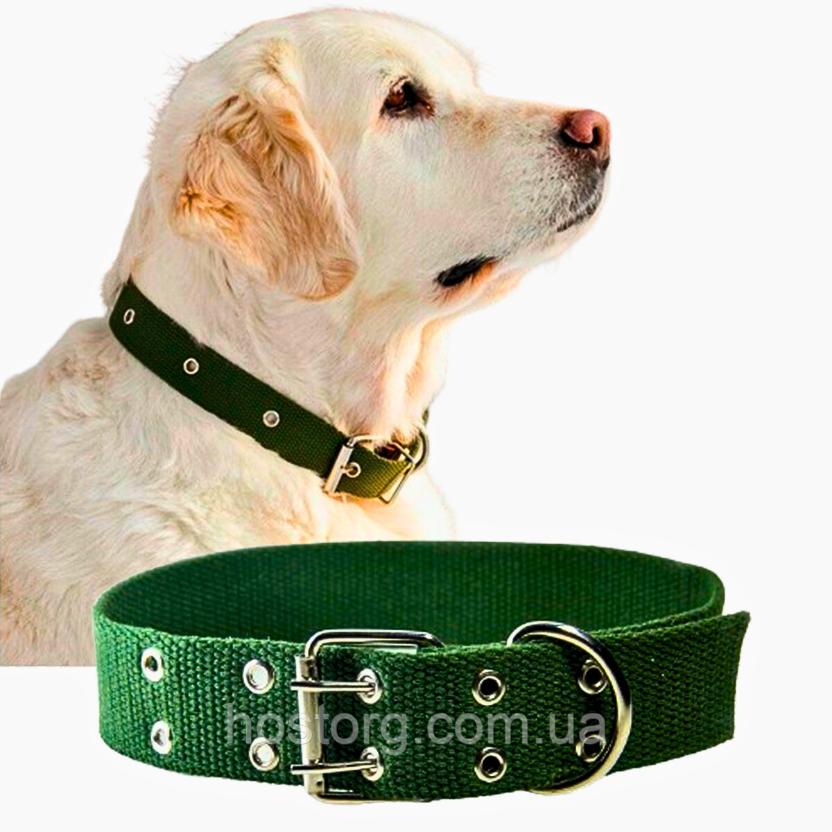 Нашийник брезентовий одинарний для собаки (ширина 40 мм довжина 70 см) з двома пряжками