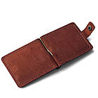 Коньячний затискач для грошей та карток на кнопці Chill Cognac з натуральної шкіри. Тримач для купюр шкіряний, фото 7