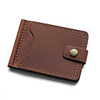 Коньячний затискач для грошей та карток на кнопці Chill Cognac з натуральної шкіри. Тримач для купюр шкіряний, фото 6