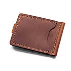 Коньячний затискач для грошей та карток на кнопці Chill Cognac з натуральної шкіри. Тримач для купюр шкіряний, фото 8