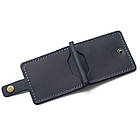 Синій затискач для грошей та карток на кнопці Chill Blue з натуральної шкіри. Тримач для купюр шкіряний, фото 7