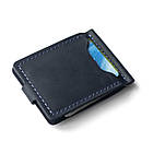 Синій затискач для грошей та карток на кнопці Chill Blue з натуральної шкіри. Тримач для купюр шкіряний, фото 3