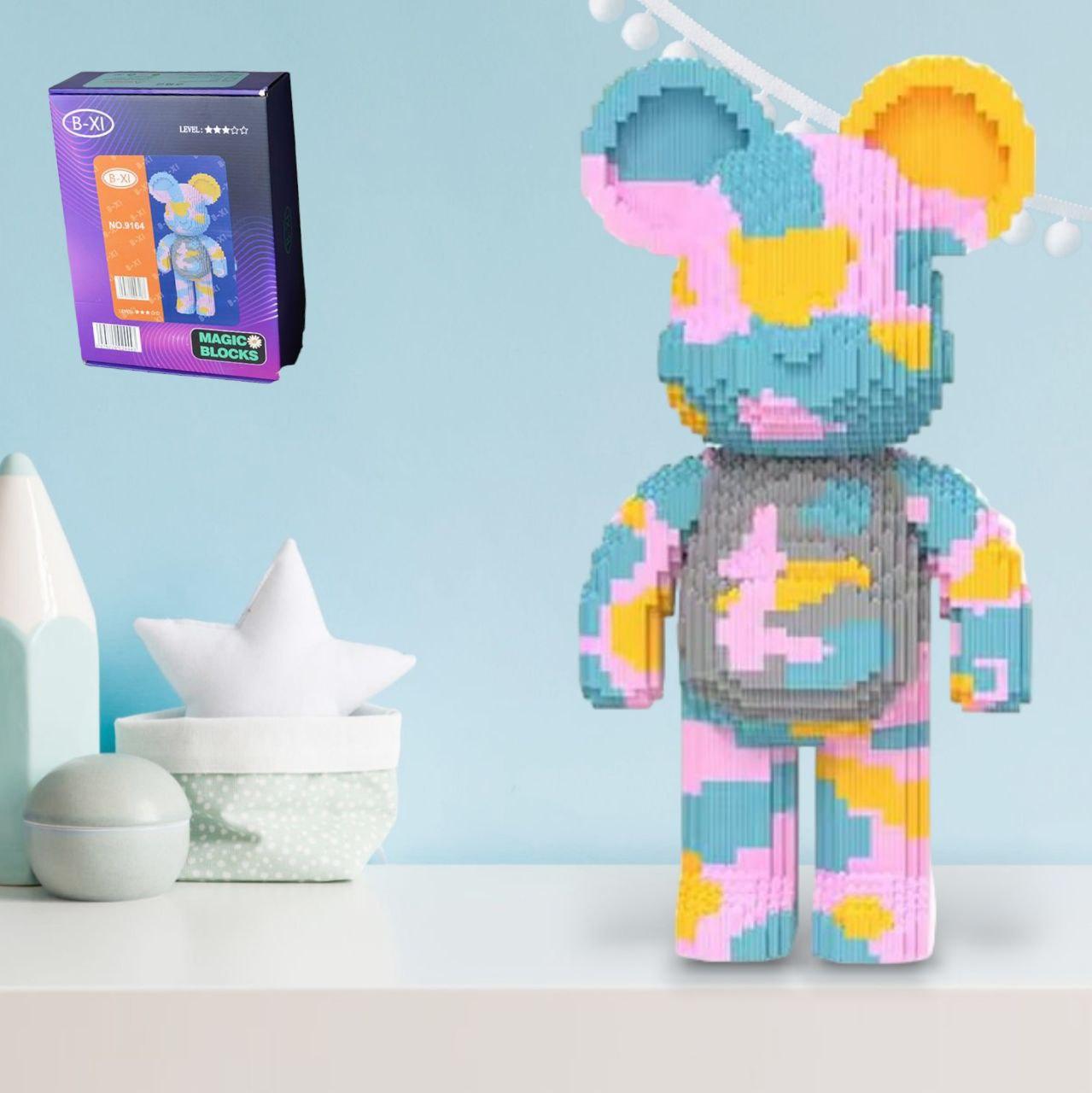 Конструктор Magic Blocks 4300 деталей у формі ведмедика в пастельних тонах, Конструктор 3д наноблок