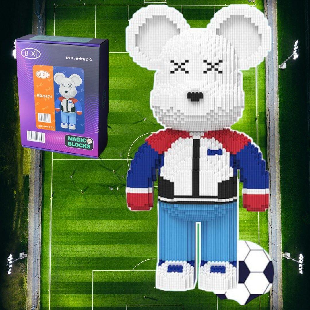 Конструктор Magic Blocks 4300 деталей у формі ведмедика Bearbrick Футболіст, Конструктор 3д наноблок