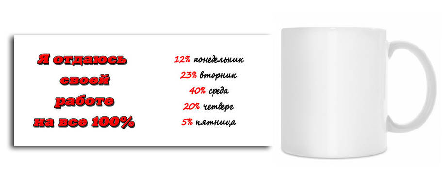 Чашка "Я віддаюсь своїй роботі на всі 100%", фото 1