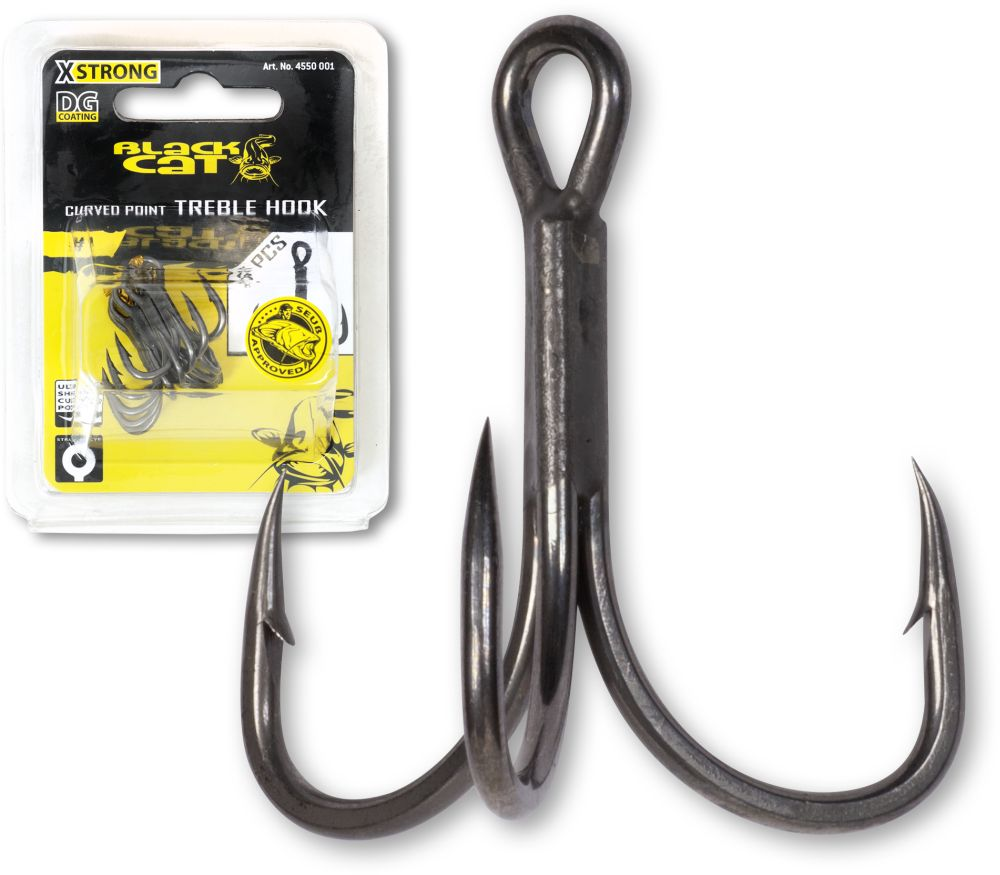 Трійник Black Cat Curved Point Treble Hook DG DG #2/0 coating 5pcs