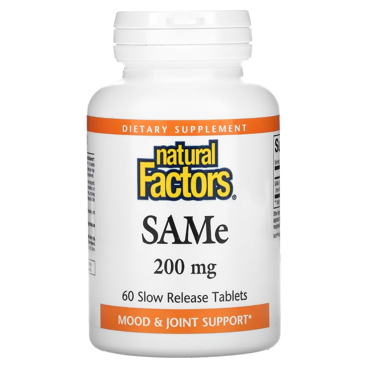 SAM-e (дисульфат тозилат) повільного вивільнення, 200 мг, SAMe (Disulfate Tosylate), Natural Factors, 60 таблеток