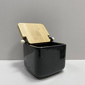 Цукорниця керамічна з бамбуковою кришкою 840 мл 14*12*11 см Ardesto Midori AR0907B, фото 3