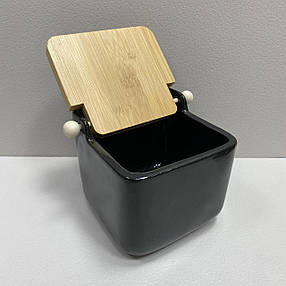 Цукорниця керамічна з бамбуковою кришкою 840 мл 14*12*11 см Ardesto Midori AR0907B, фото 4