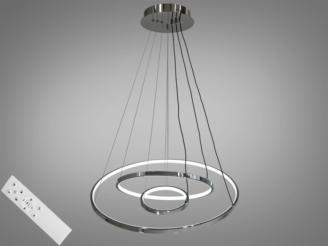 LED люстра з димером у хромі MD9079-3HR-600+400+200 dimmer, фото 1