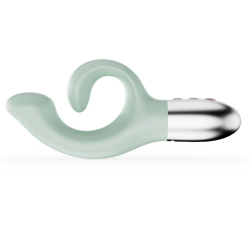 Вібратор-кролик для точки G KISTOY Big G Green, вигнутий відросток, автоматичне нагрівання