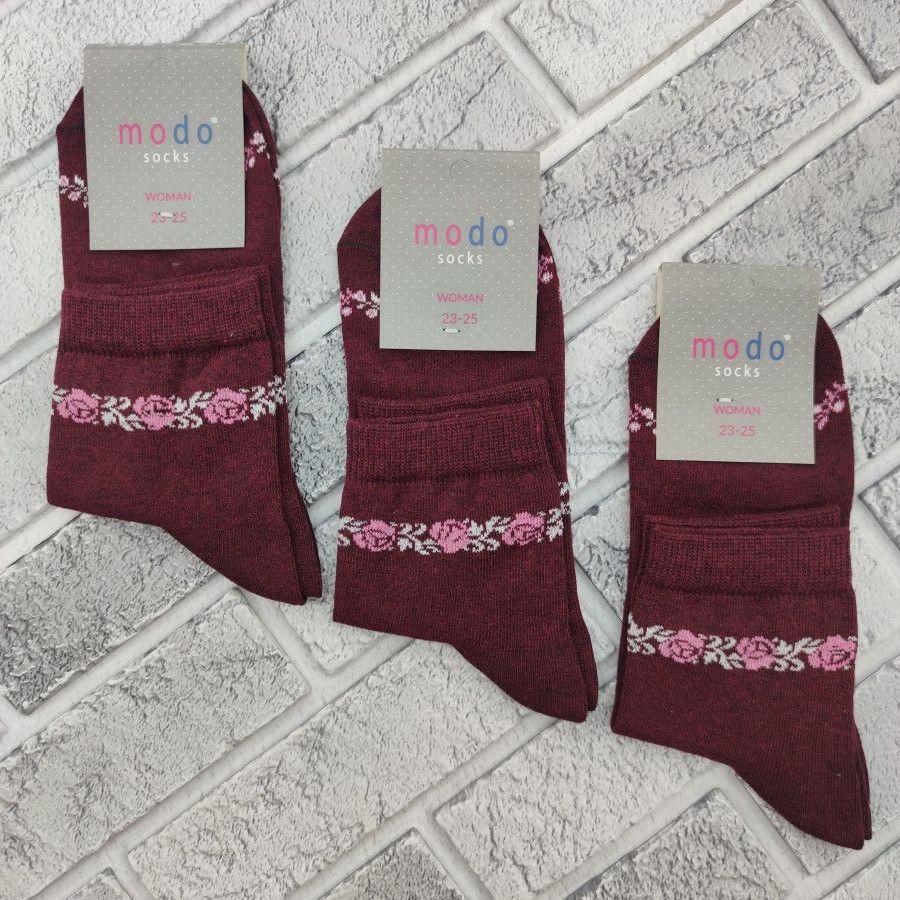 Шкарпетки жіночі середні весна/осінь р.23-25 Віночок бордо MODO SOCKS 30036398