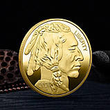 Пам'ятна, ювілейна позолочена монета, колекційна монета "Індеець" США, 2024. American Indian Buffalo, фото 2