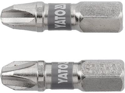 Насадка викруткова PH3х25мм шпіндель HEX 1/4" нікельована YATO 2шт.