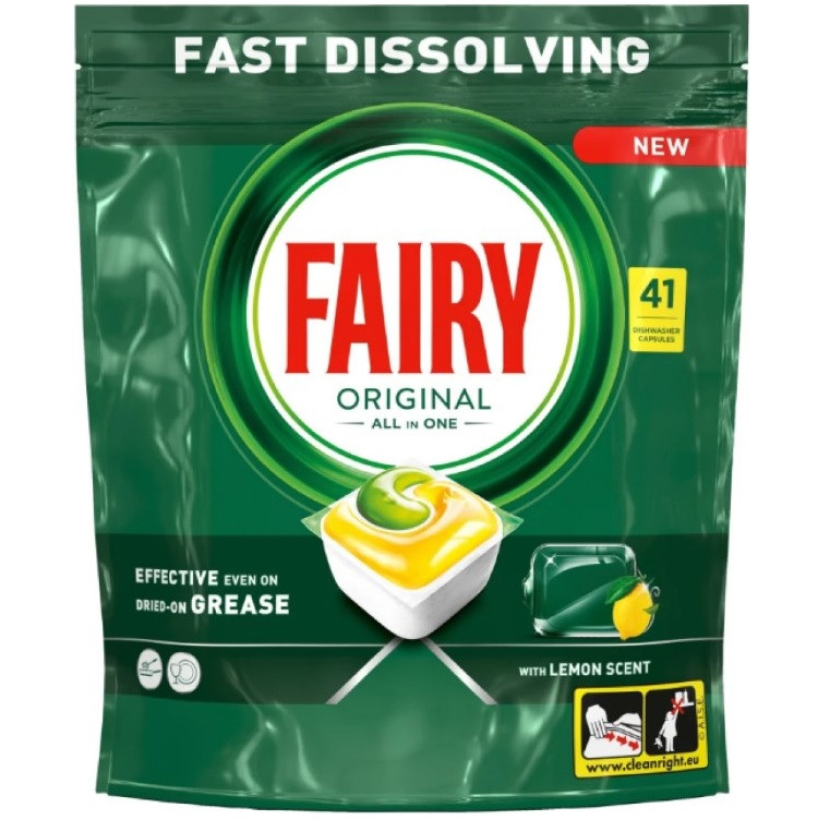 Таблетки для посудомийних машин Fairy Original All In One Лимон 41 шт, фото 1