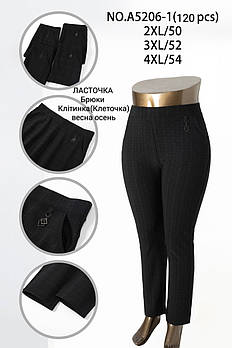 Штани жіночі Ластівка, розмір 2XL-4XL, чорні, А5206-1