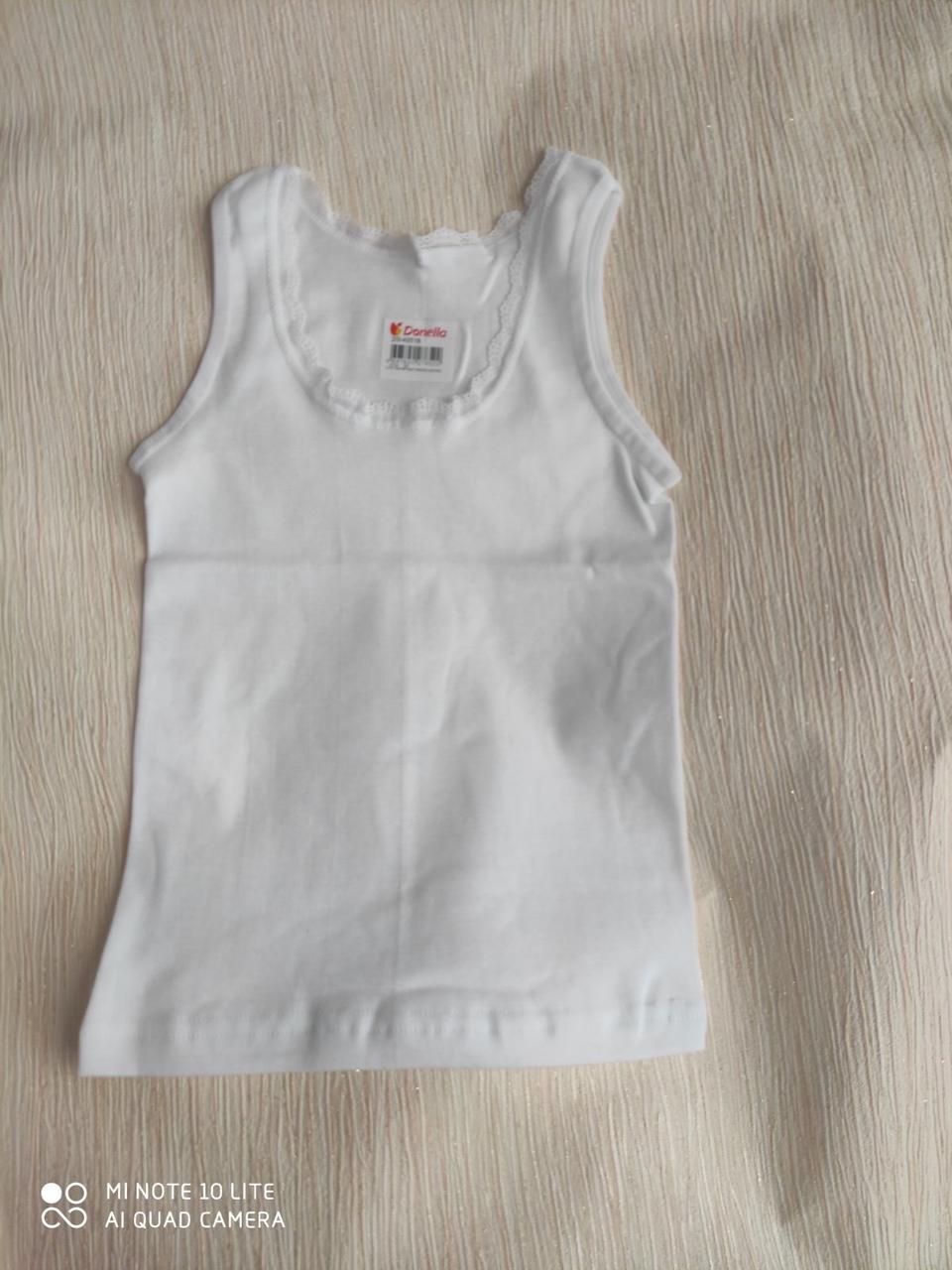 Майка дитяча на дівчинку однотона, р 10/11 років біла