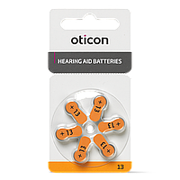 Батарейки для слухових апаратів Oticon 13, 6 шт.