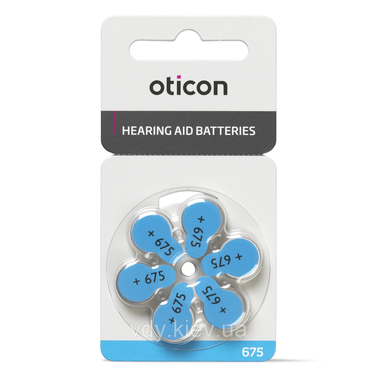 Батарейки для слухових апаратів Oticon 675, 6 шт.