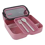 Ланчбокс 1400мл подвійний з наповненням рожевий Kite K23-183-3, фото 6